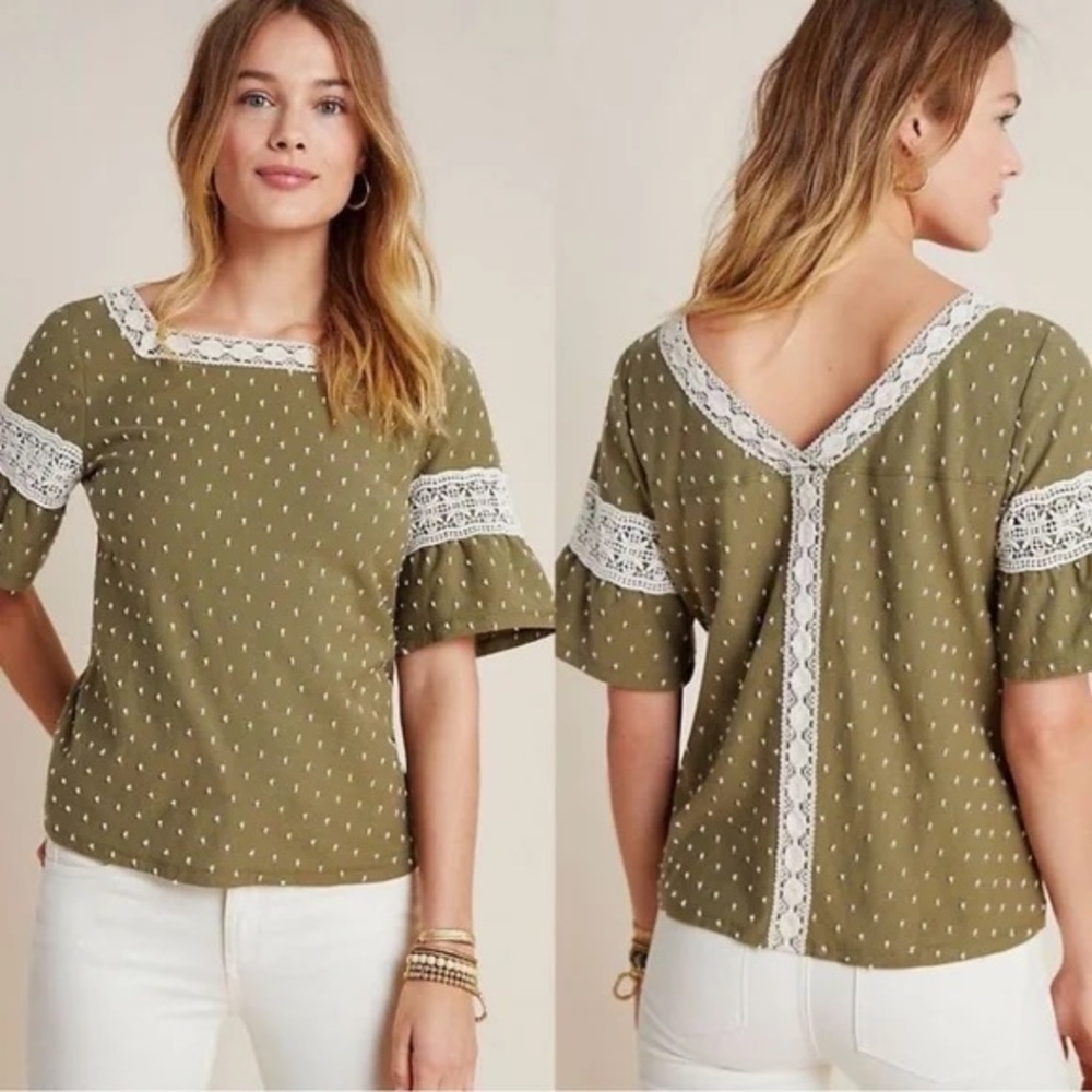 Anthropologie Maeve Venezia Textured Lace Top sz S